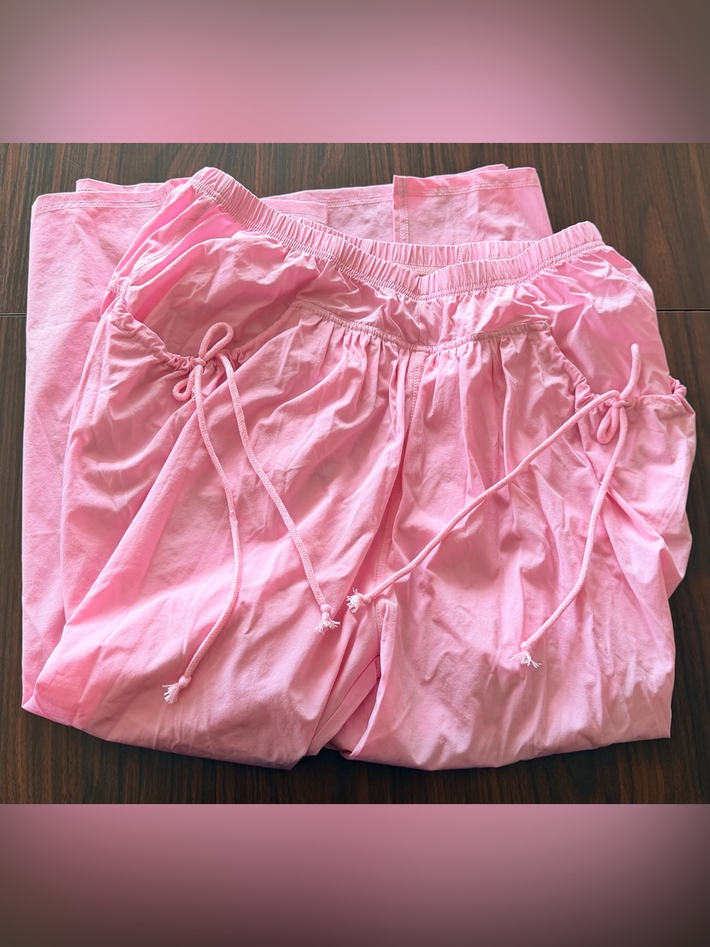 Pink XL Wide leg pants with bows